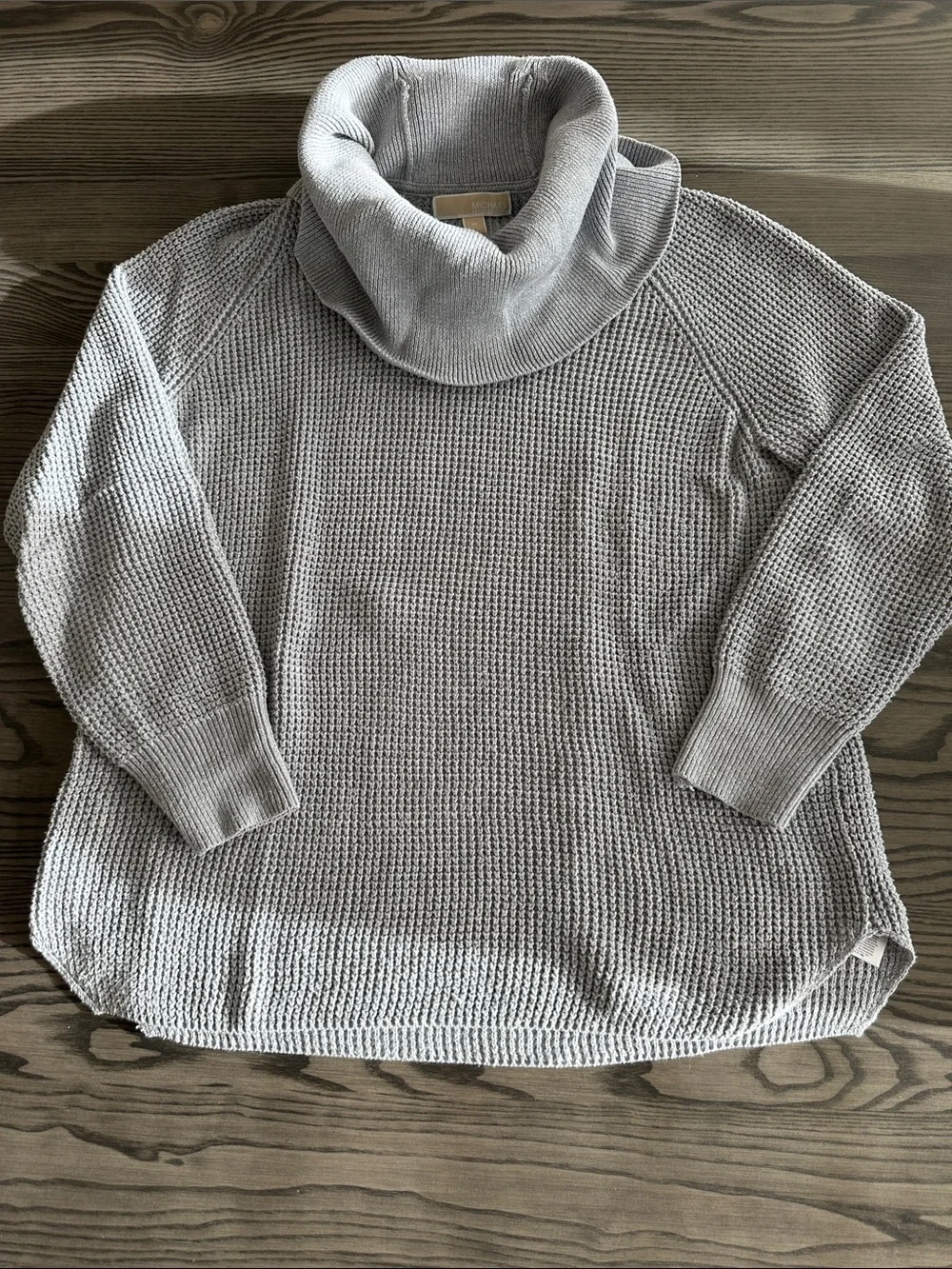 Michael Kors Light Gray Waffle Knit Cowl Neck Sweater